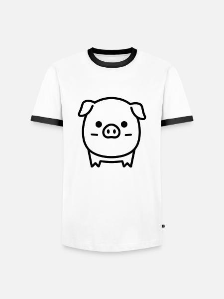Schwein - Männer Kontrast-T-Shirt - Weiß/Schwarz
