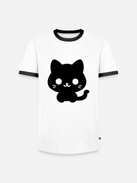 Katze - Männer Kontrast-T-Shirt - Weiß/Schwarz
