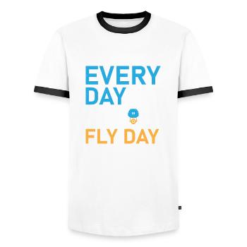 Every Day Is Fly Day Drone Pilot RC Flight - Men's Ringer Shirt - white/black - Front - AI Model Female 172 light (172cm) & AI Model Male 178 dark (178cm)