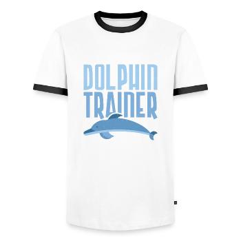 Dolphin Trainer Beach Vacation Marine Biology - Men's Ringer Shirt - white/black - Front - AI Model Female 172 light (172cm) & AI Model Male 178 dark (178cm)