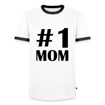 1 mom - Men's Ringer Shirt - white/black - Front - AI Model Female 172 light (172cm) & AI Model Male 178 dark (178cm)