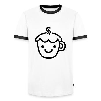 Mug de café - T-shirt contrasté Homme - blanc/noir - Devant - AI Model Female 172 light (172cm) & AI Model Male 178 dark (178cm)