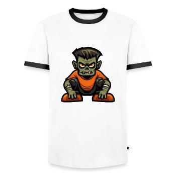 Zombie Halloween Comic - Männer Kontrast-T-Shirt - Weiß/Schwarz - Vorne - AI Model Female 172 light (172cm) & AI Model Male 178 dark (178cm)