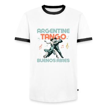 Tango argentin Buenos Aires Tango Danse Latin Mus - T-shirt contrasté Homme - blanc/noir - Devant - AI Model Female 172 light (172cm) & AI Model Male 178 dark (178cm)