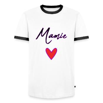 MAMIE. MAMAN. GRAND-MERE. FÊTE DES MÈRES - T-shirt contrasté Homme - blanc/noir - Devant - AI Model Female 172 light (172cm) & AI Model Male 178 dark (178cm)