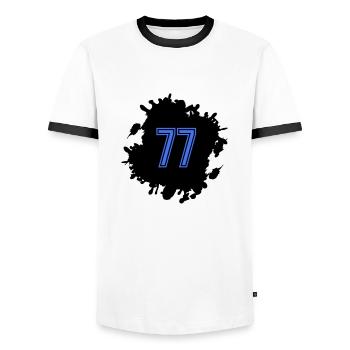 Spot 77 - T-shirt contrasté Homme - blanc/noir - Devant - AI Model Female 172 light (172cm) & AI Model Male 178 dark (178cm)