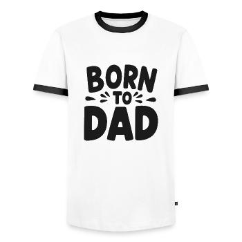 Born to Dad - Men's Ringer Shirt - white/black - Front - AI Model Female 172 light (172cm) & AI Model Male 178 dark (178cm)