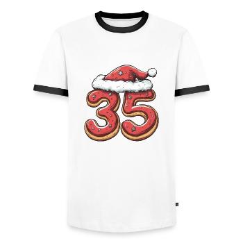 35 Number Christmas Cookie - Men's Ringer Shirt - white/black - Front - AI Model Female 172 light (172cm) & AI Model Male 178 dark (178cm)