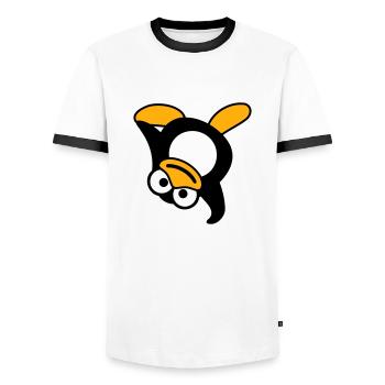 Pinguin Breakdance Tanzen Kopfstand Party DJ Musik - Männer Kontrast-T-Shirt - Weiß/Schwarz - Vorne - AI Model Female 172 light (172cm) & AI Model Male 178 dark (178cm)