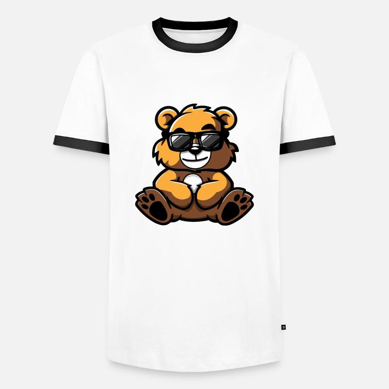 Bär Comic Cool - Männer Kontrast-T-Shirt - Weiß/Schwarz
