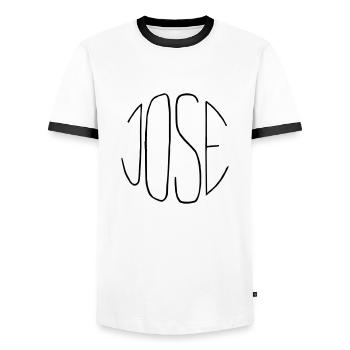Jose - T-shirt contrasté Homme - blanc/noir - Devant - AI Model Female 172 light (172cm) & AI Model Male 178 dark (178cm)