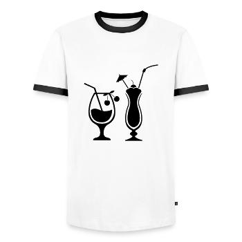 Cocktails - Men's Ringer Shirt - white/black - Front - AI Model Female 172 light (172cm) & AI Model Male 178 dark (178cm)