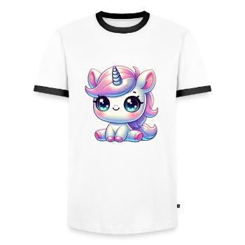 Super Cute Kawaii Baby Unicorn - Männer Kontrast-T-Shirt - Weiß/Schwarz - Vorne - AI Model Female 172 light (172cm) & AI Model Male 178 dark (178cm)