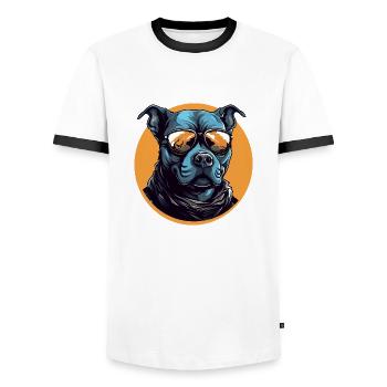 Cooler Bully mit Sonnenbrille - Männer Kontrast-T-Shirt - Weiß/Schwarz - Vorne - AI Model Female 172 light (172cm) & AI Model Male 178 dark (178cm)