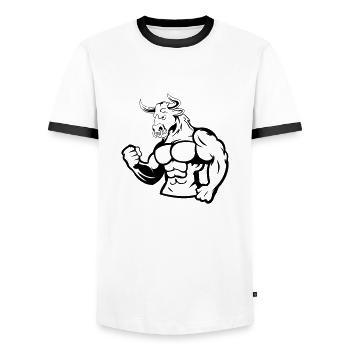 Taureau Fitness - T-shirt contrasté Homme - blanc/noir - Devant - AI Model Female 172 light (172cm) & AI Model Male 178 dark (178cm)