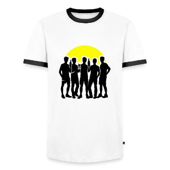 Junggesellen Party Gruppe Feiern Jga - Männer Kontrast-T-Shirt - Weiß/Schwarz - Vorne - AI Model Female 172 light (172cm) & AI Model Male 178 dark (178cm)