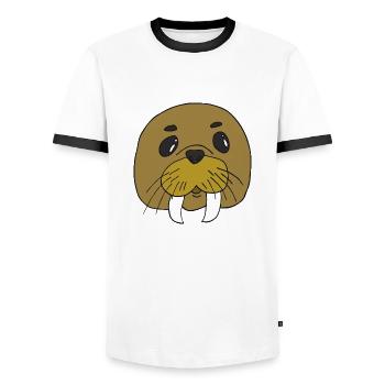 Morse lusti - T-shirt contrasté Homme - blanc/noir - Devant - AI Model Female 172 light (172cm) & AI Model Male 178 dark (178cm)