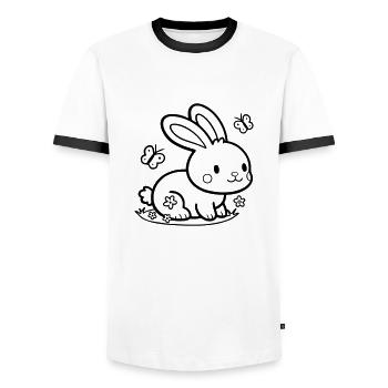 Lapin mignon Lapin - T-shirt contrasté Homme - blanc/noir - Devant - AI Model Female 172 light (172cm) & AI Model Male 178 dark (178cm)