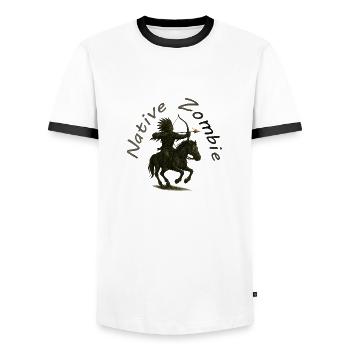Native Zombie - Männer Kontrast-T-Shirt - Weiß/Schwarz - Vorne - AI Model Female 172 light (172cm) & AI Model Male 178 dark (178cm)