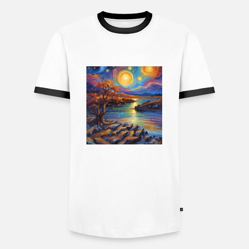 Sonnenklang - Männer Kontrast-T-Shirt - Weiß/Schwarz