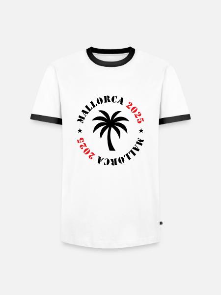 Mallorca 2025 Palm Tree - Men's Ringer Shirt - white/black