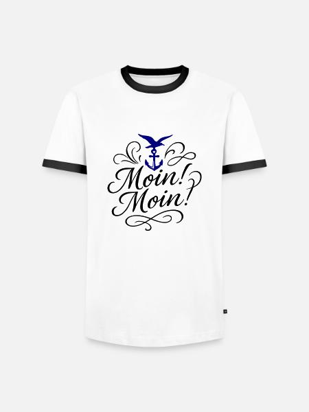 Moin Moin Spruch - Männer Kontrast-T-Shirt - Weiß/Schwarz