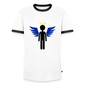Engel - Männer Kontrast-T-Shirt - Weiß/Schwarz - Vorne - AI Model Female 172 light (172cm) & AI Model Male 178 dark (178cm)