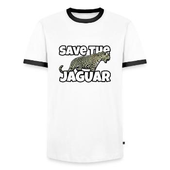 Saves the jaguar saying animal welfare jaguars animals - Men's Ringer Shirt - white/black - Front - AI Model Female 172 light (172cm) & AI Model Male 178 dark (178cm)