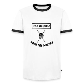 Humour moche - humour noir - T-shirt contrasté Homme - blanc/noir - Devant - AI Model Female 172 light (172cm) & AI Model Male 178 dark (178cm)