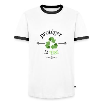 sauver la terre- écologie - T-shirt contrasté Homme - blanc/noir - Devant - AI Model Female 172 light (172cm) & AI Model Male 178 dark (178cm)