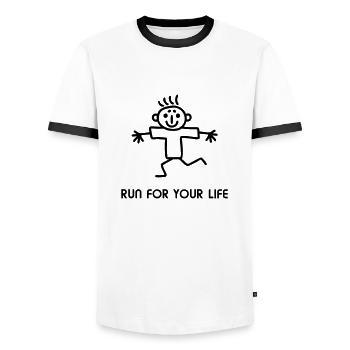 Strichmännchen run - Männer Kontrast-T-Shirt - Weiß/Schwarz - Vorne - AI Model Female 172 light (172cm) & AI Model Male 178 dark (178cm)