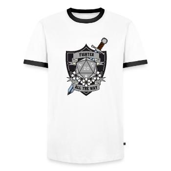Fighter All The Way Version 2 Gris - T-shirt contrasté Homme - blanc/noir - Devant - AI Model Female 172 light (172cm) & AI Model Male 178 dark (178cm)