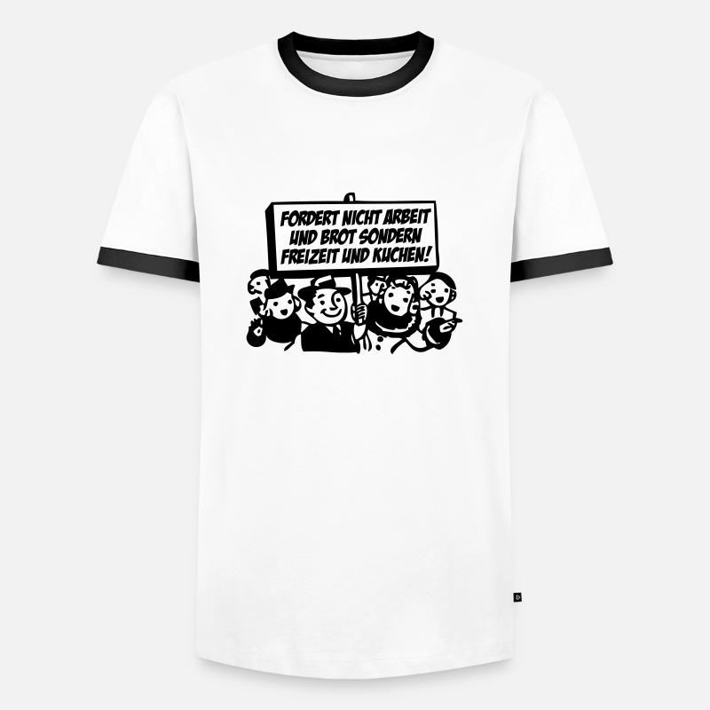 Freizeit und Kuchen - Männer Kontrast-T-Shirt - Weiß/Schwarz