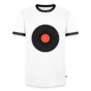 disque vinyle - T-shirt contrasté Homme - blanc/noir - Devant - AI Model Female 172 light (172cm) & AI Model Male 178 dark (178cm)