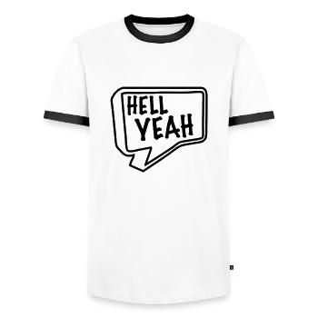 hell yeah - Männer Kontrast-T-Shirt - Weiß/Schwarz - Vorne - AI Model Female 172 light (172cm) & AI Model Male 178 dark (178cm)