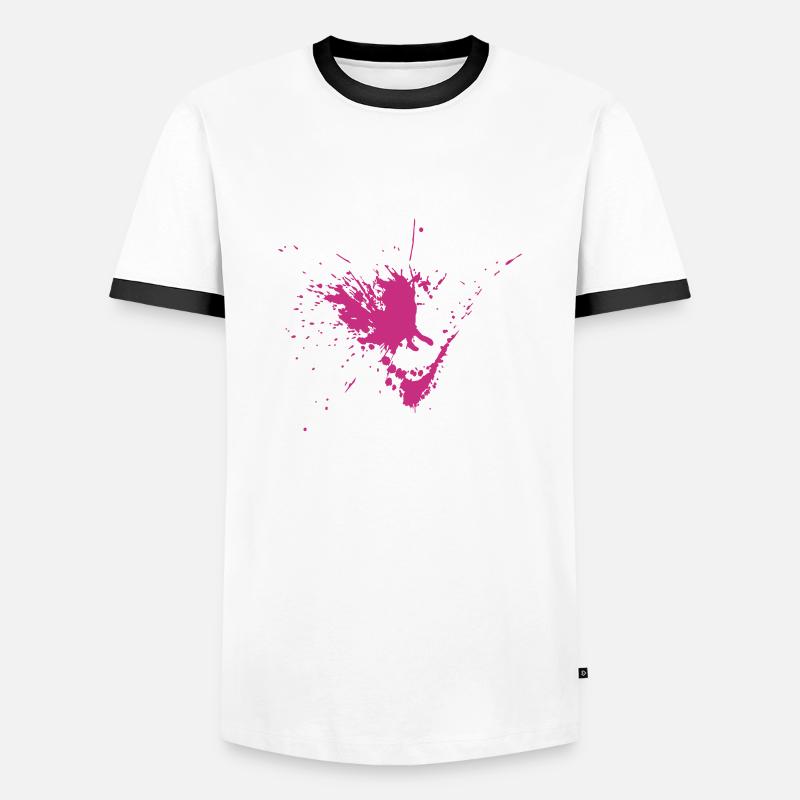 Farbklecks mit Spritzern - Männer Kontrast-T-Shirt - Weiß/Schwarz