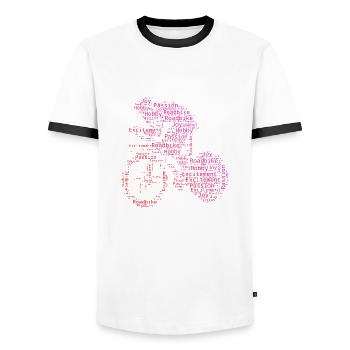 Road Cyclist Road Cycling Road Bike - Men's Ringer Shirt - white/black - Front - AI Model Female 172 light (172cm) & AI Model Male 178 dark (178cm)