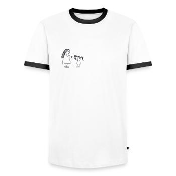 Mère et fille - T-shirt contrasté Homme - blanc/noir - Devant - AI Model Female 172 light (172cm) & AI Model Male 178 dark (178cm)