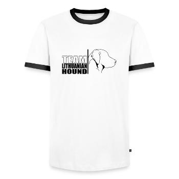 ÉQUIPE Chiens de chasse Chien de chasse Wilsigns - T-shirt contrasté Homme - blanc/noir - Devant - AI Model Female 172 light (172cm) & AI Model Male 178 dark (178cm)