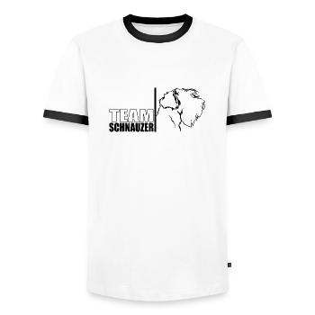 TEAM Schnauzer Hunde Hund Wilsigns - Männer Kontrast-T-Shirt - Weiß/Schwarz - Vorne - AI Model Female 172 light (172cm) & AI Model Male 178 dark (178cm)