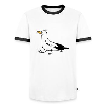goéland drôle - T-shirt contrasté Homme - blanc/noir - Devant - AI Model Female 172 light (172cm) & AI Model Male 178 dark (178cm)