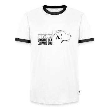 TEAM Catahoula Leopard Dog Hunde Hund Wilsigns - Men's Ringer Shirt - white/black - Front - AI Model Female 172 light (172cm) & AI Model Male 178 dark (178cm)