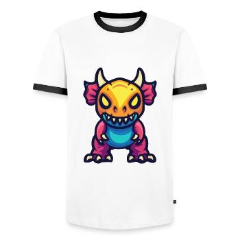 Dinosaur triceratops Halloween Comic - Men's Ringer Shirt - white/black - Front - AI Model Female 172 light (172cm) & AI Model Male 178 dark (178cm)