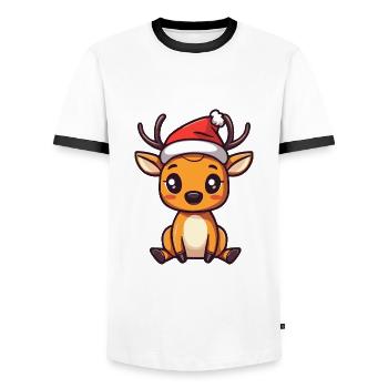 Cerf Noël Noël - T-shirt contrasté Homme - blanc/noir - Devant - AI Model Female 172 light (172cm) & AI Model Male 178 dark (178cm)