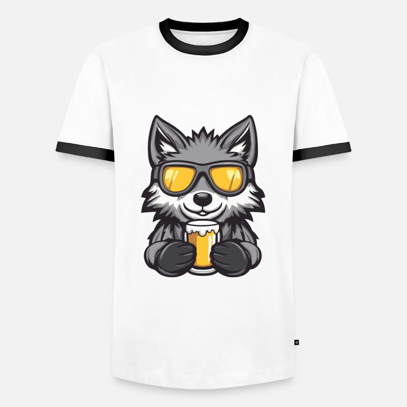 Wolf Ski Beer - Men's Ringer Shirt - white/black