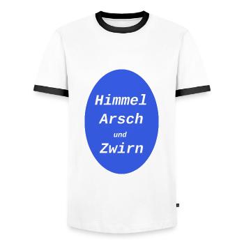 lustiger bayerischer Fluch - Männer Kontrast-T-Shirt - Weiß/Schwarz - Vorne - AI Model Female 172 light (172cm) & AI Model Male 178 dark (178cm)