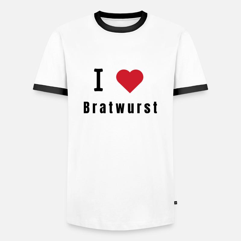 I love Bratwurst - Männer Kontrast-T-Shirt - Weiß/Schwarz