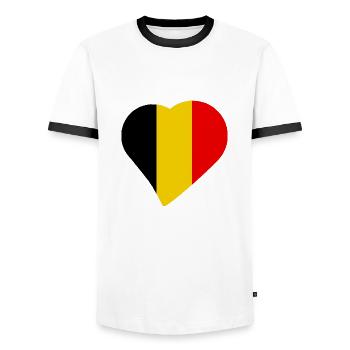 Belgium Belgium Heart Love - Men's Ringer Shirt - white/black - Front - AI Model Female 172 light (172cm) & AI Model Male 178 dark (178cm)