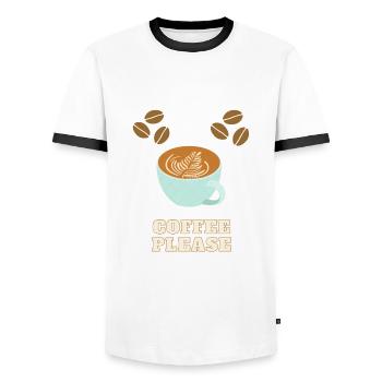 Coffee Please - Männer Kontrast-T-Shirt - Weiß/Schwarz - Vorne - AI Model Female 172 light (172cm) & AI Model Male 178 dark (178cm)