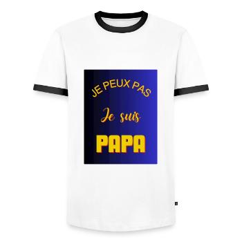 ICH KANN NICHT, ICH BIN EIN VATER - Männer Kontrast-T-Shirt - Weiß/Schwarz - Vorne - AI Model Female 172 light (172cm) & AI Model Male 178 dark (178cm)